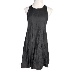CIVICO 51 Women's Black Linen Tiered Sleeveless Midi Dress Size L Italy